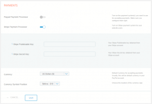 Stripe Admin Settings